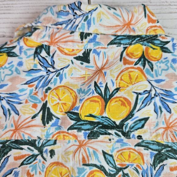 Goldie + Ace Linen Limon Floral Hawaiian Button Shirt Size 2T - Picture 6 of 8